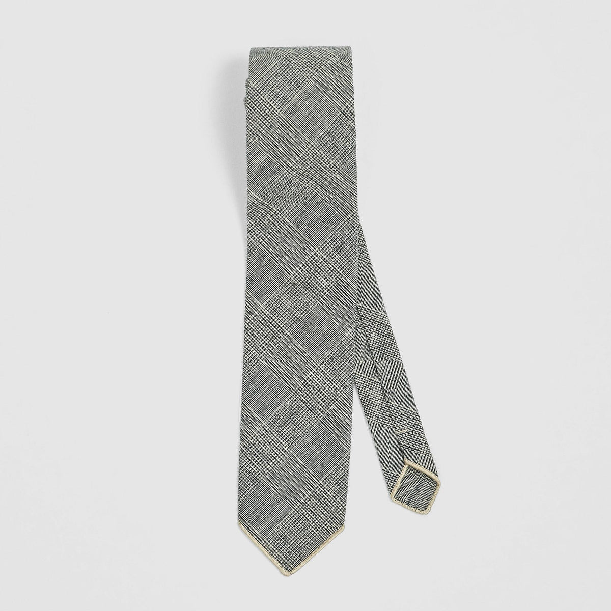 Engineered Garments Neck Tie Beige and Black Glen Plaid