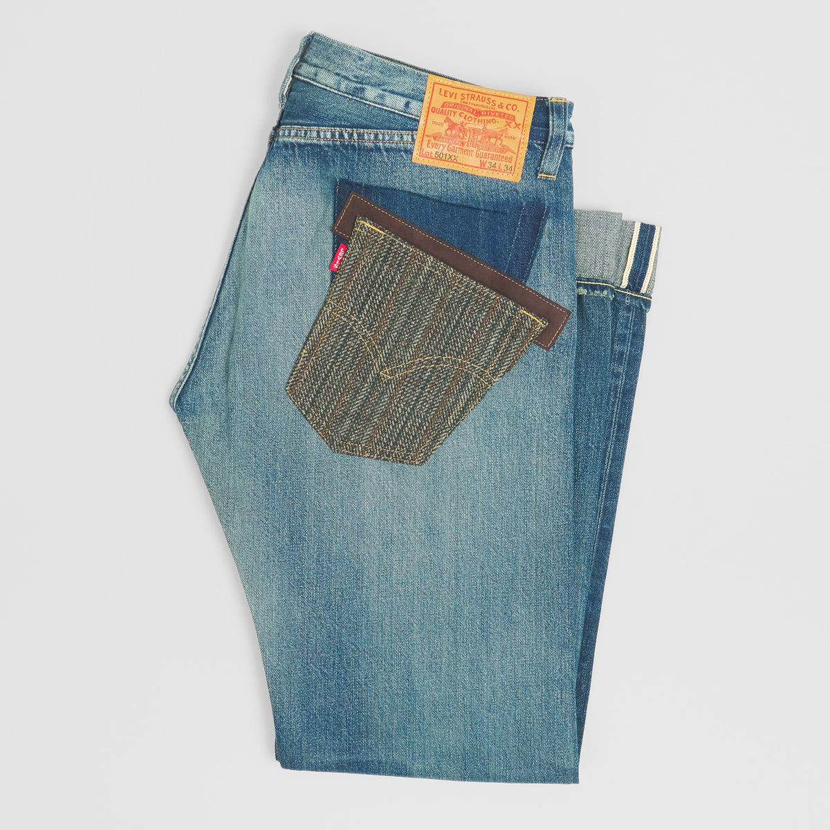 Junya Watanabe Man x Levi&#39;s® Low Waist Patchwork Selvage Denim Jeans