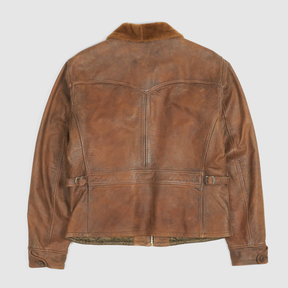 Double RL Shearling- Collar Leather Jacket
