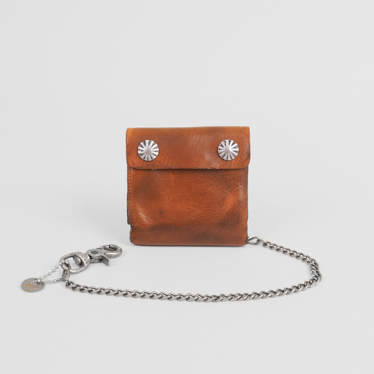 Double RL Concho Leather Chain Wallet in Dark Brown