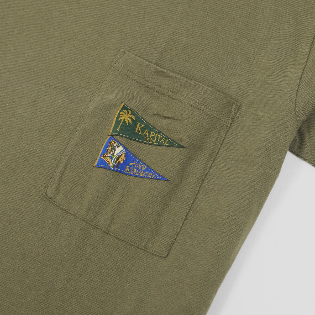 Kapital Basic Crew Neck Pocket Flag T- Shirt