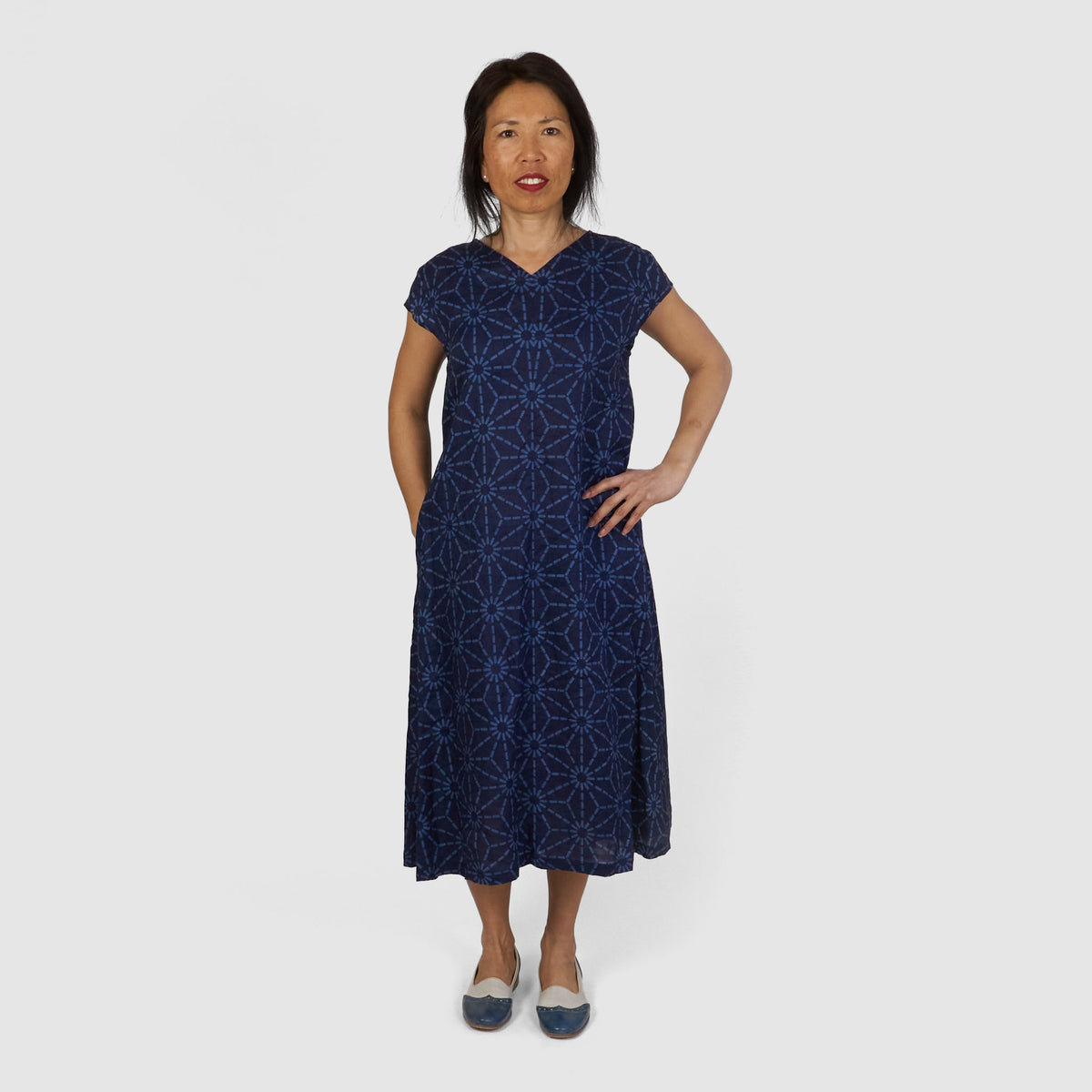 Blue Blue Japan Ladies Linen Asanoha Dress - DeeCee style Blue Blue Japan Ladies Linen Asanoha Dress - DeeCee style