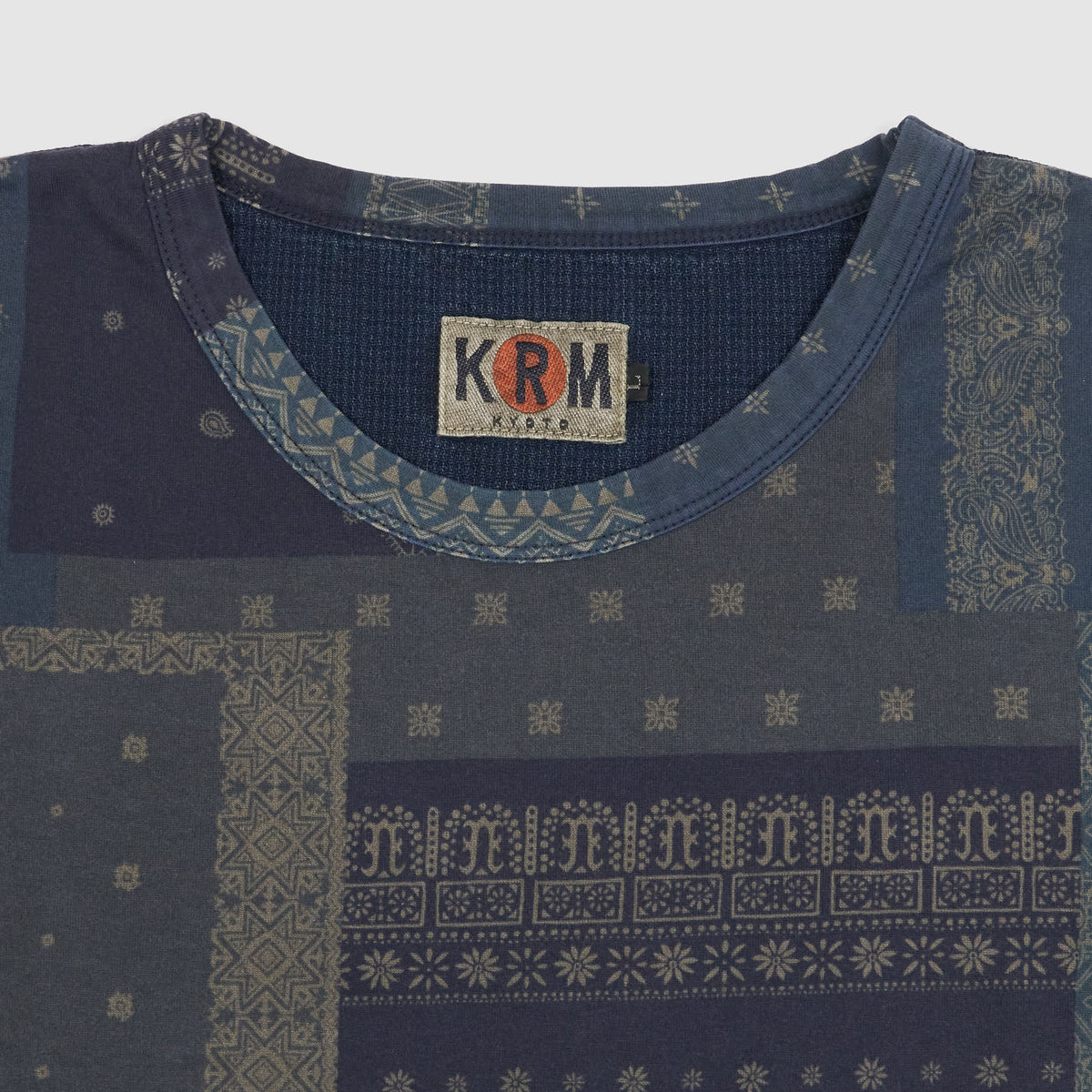 Koromo Crew Neck Front Printed Patchwork T-Shirt