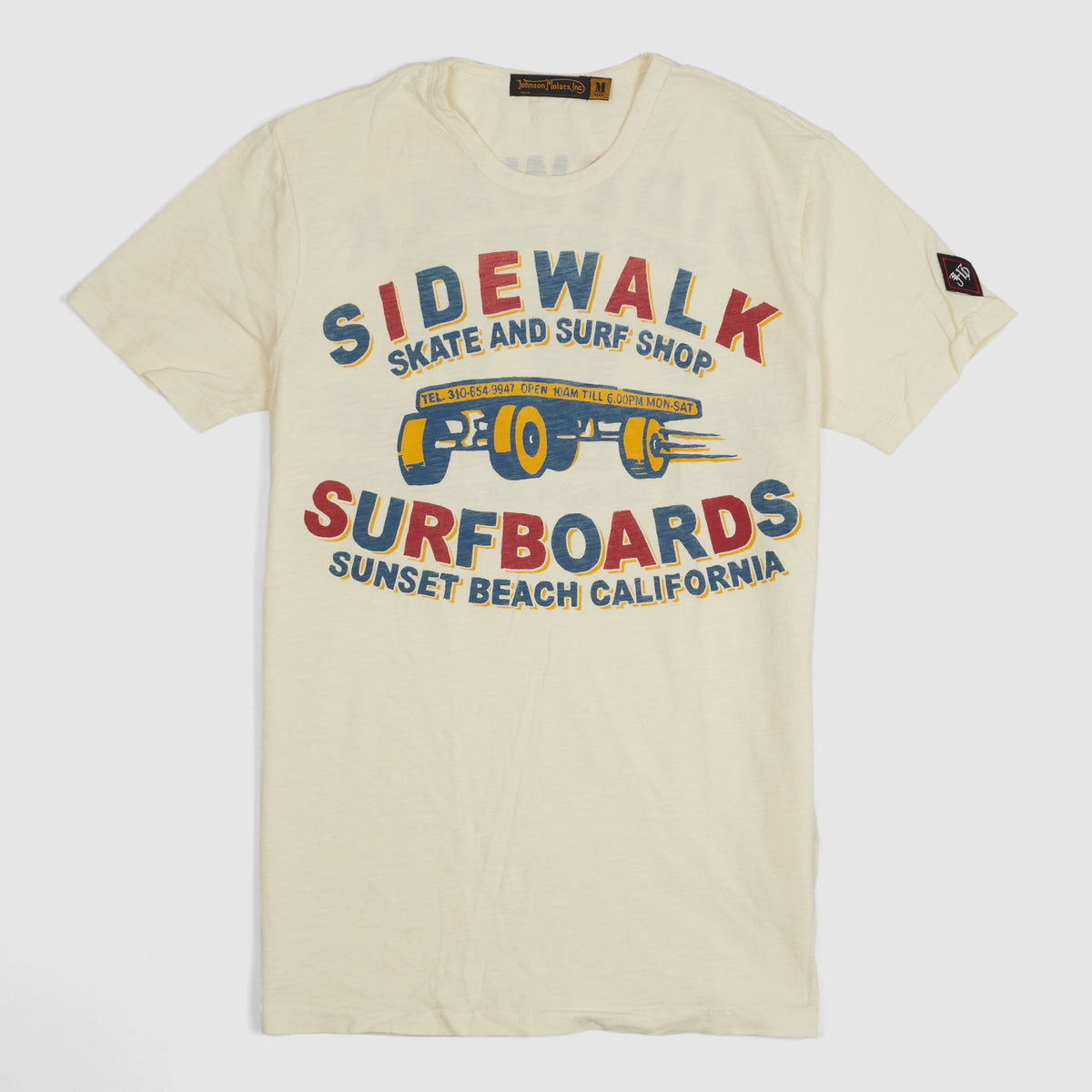 Johnson Motors Inc. Surfer Skate Shop Crew Neck T-Shirts