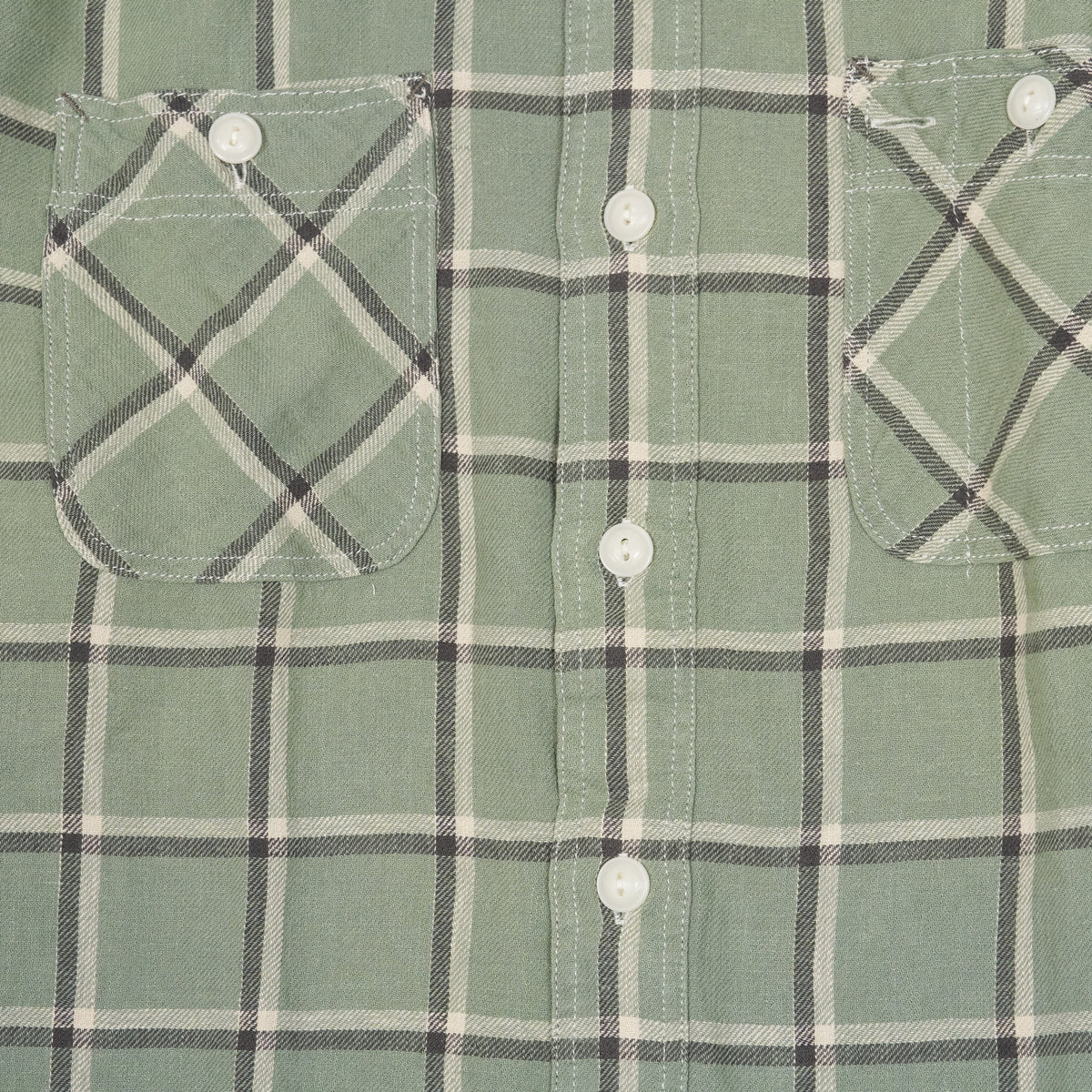 Double RL Checked Light Soft Twill Work Shirt Light Green