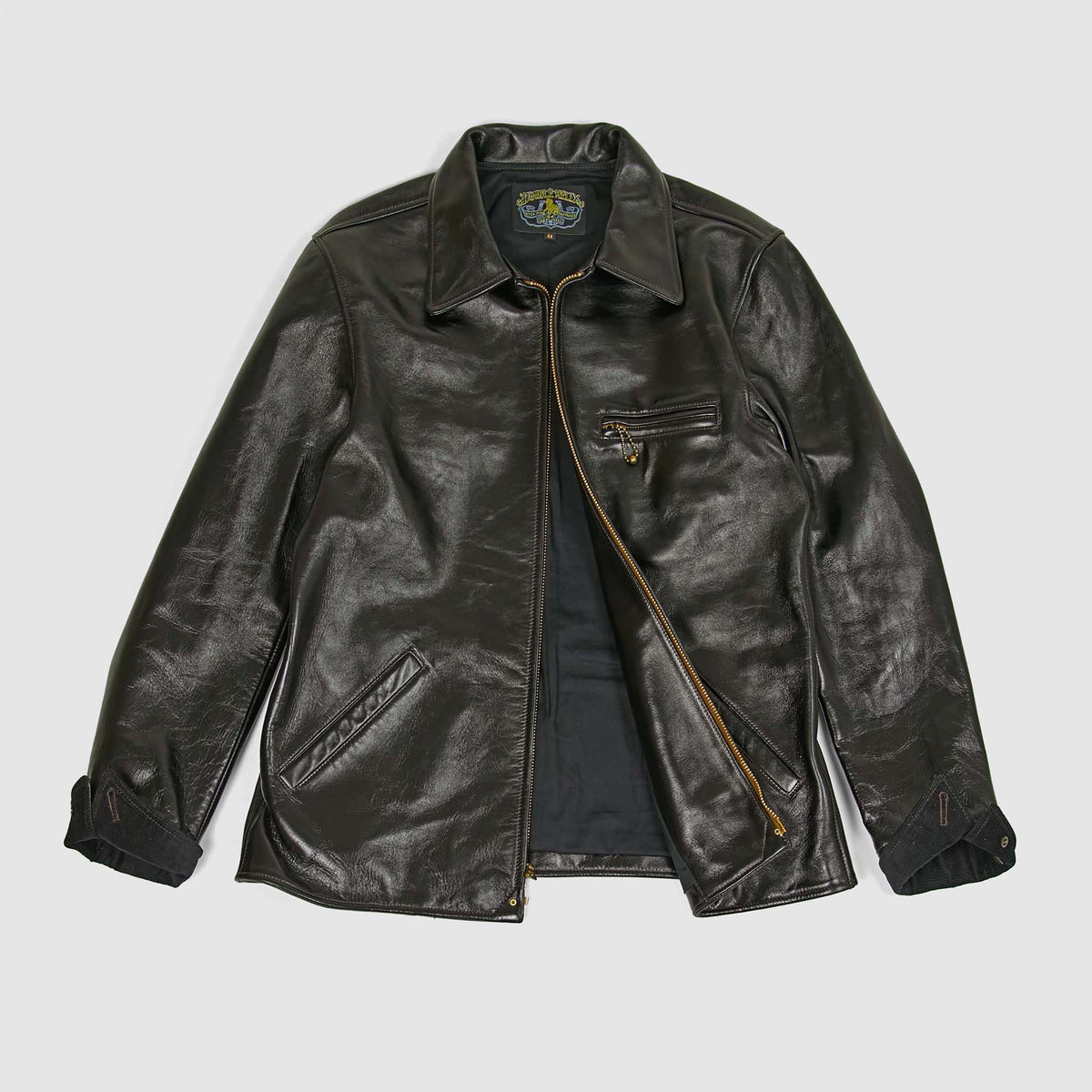 Double Helix Classic 1930&#39;s Black Overdyed Horse Leather Jacket