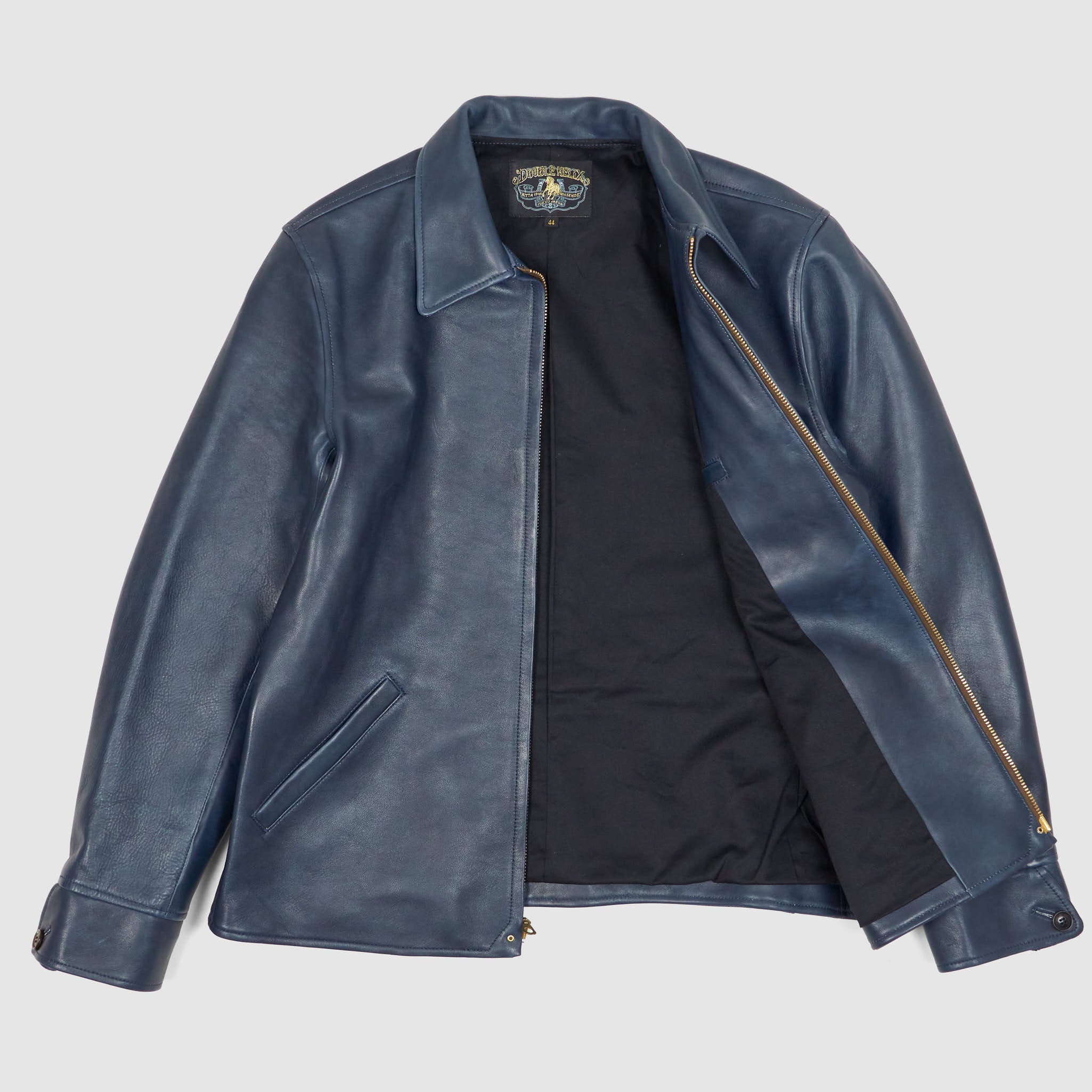 Double Helix Classic 1930 s Dark Indigo Overdyed Horse Leather Jacket DeeCee style