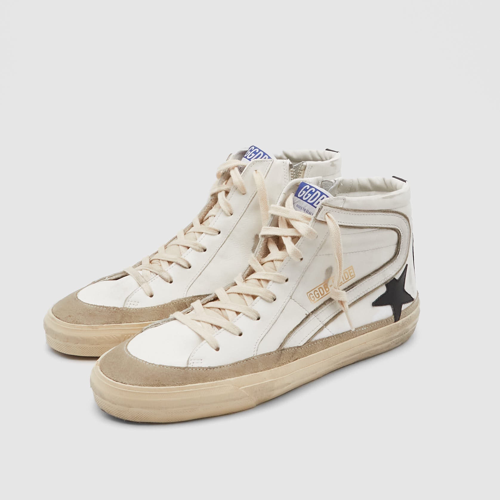 Golden goose store white slide sneakers
