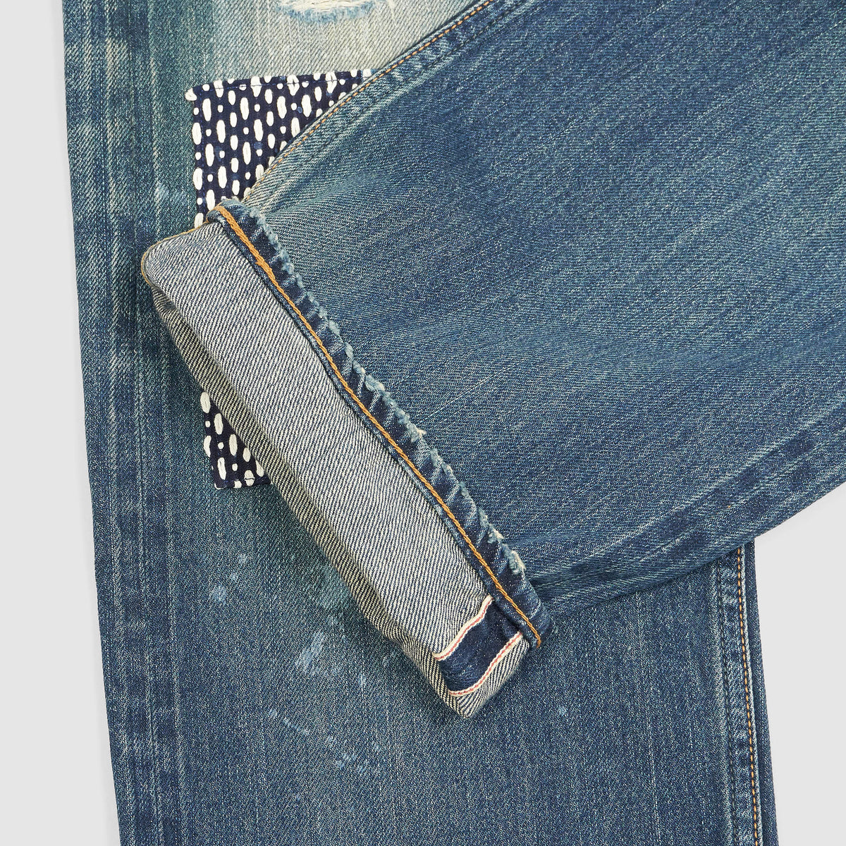 FDMTL Straight Regular Fitted Patchwork 5-Pocket Selvage Denim Jeans