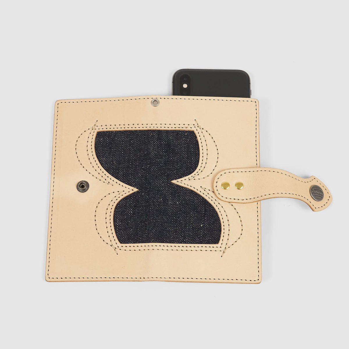 Samurai Denim x Saddle Leather Smartphone Case Wallet