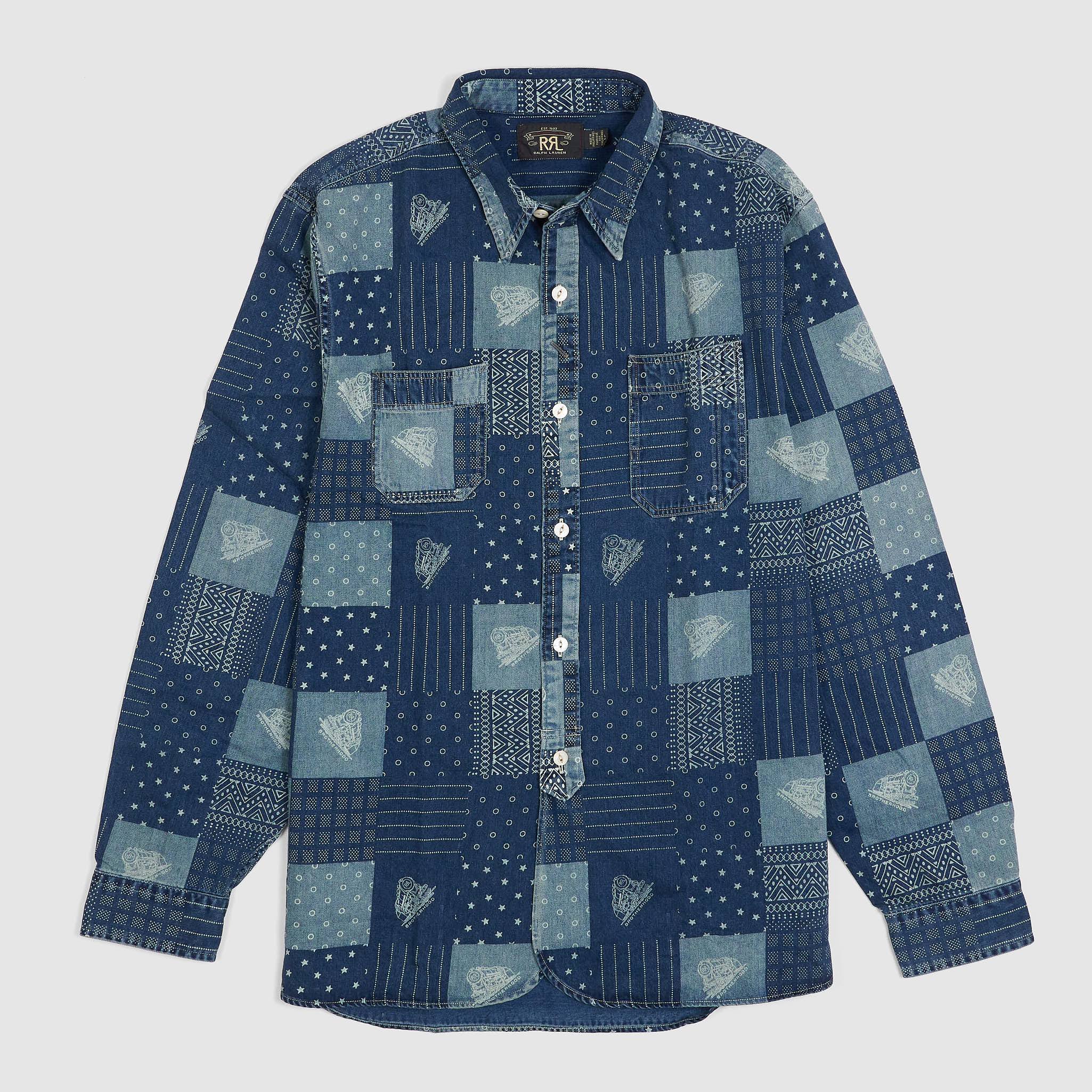 Double RL Patchwork Indigo Work Shirt - DeeCee style