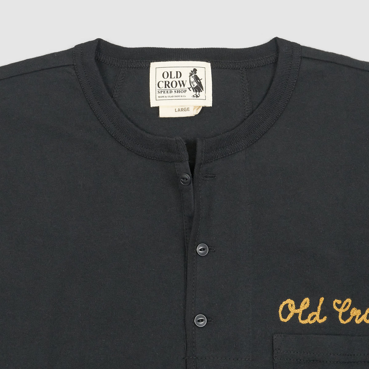 Old Crow Speed Shop by Glad Hand &amp; Co. Printed Pocket Henley T-Shirt