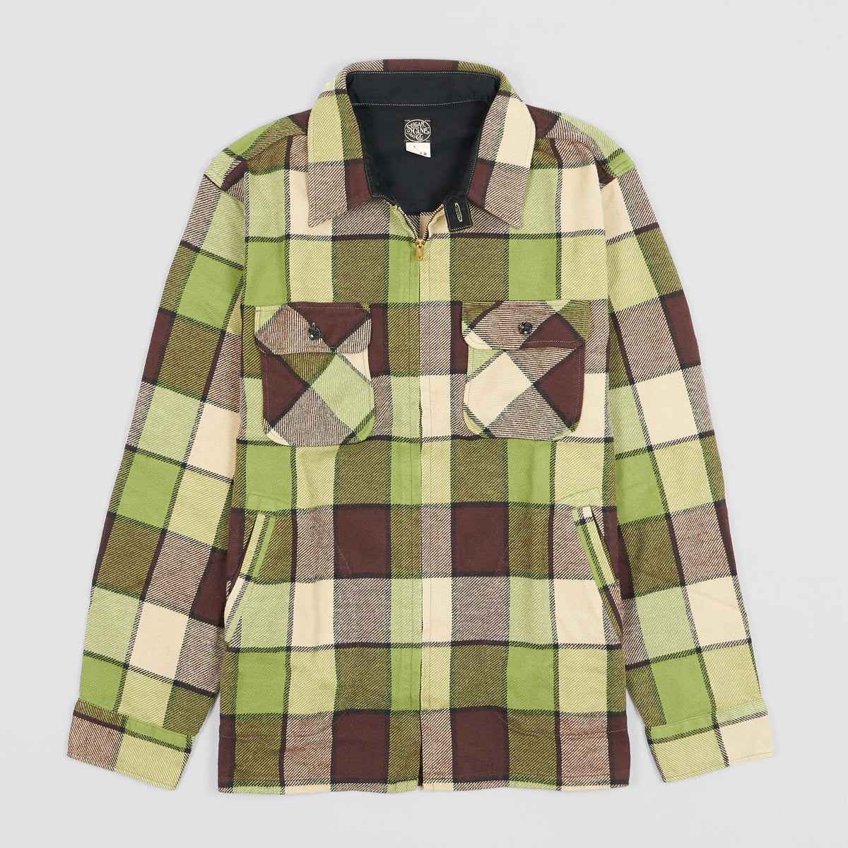 Sugar Cane Full-Zip Plaid Overshirt Jacket