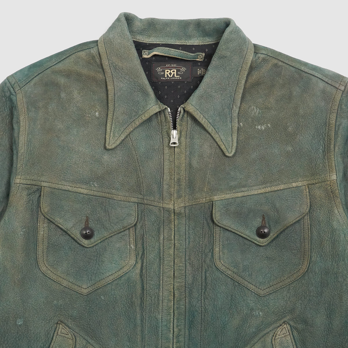 Double RL Indigo Dyed Unlined Soft Leatherjacket - DeeCee style