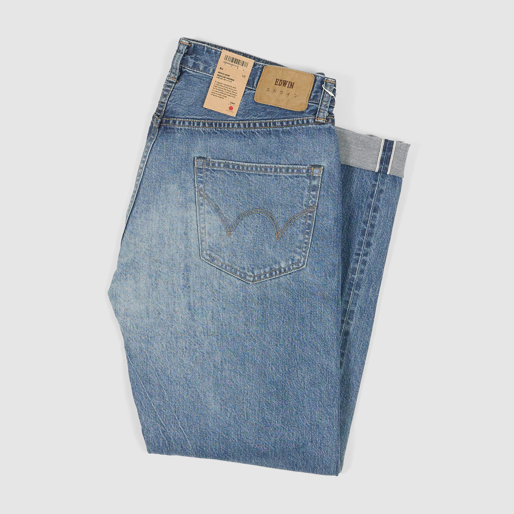 Edwin Regular Tapered Vintage Washed Denim Selvage Jeans - DeeCee 