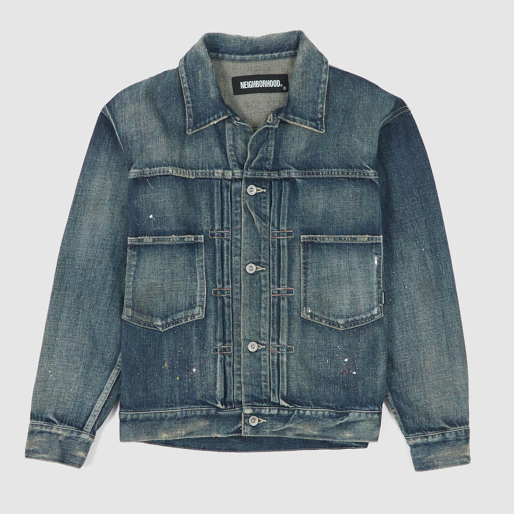 Neighborhood Hard Washed Paint-Splatter12 oz. Denim Jacket