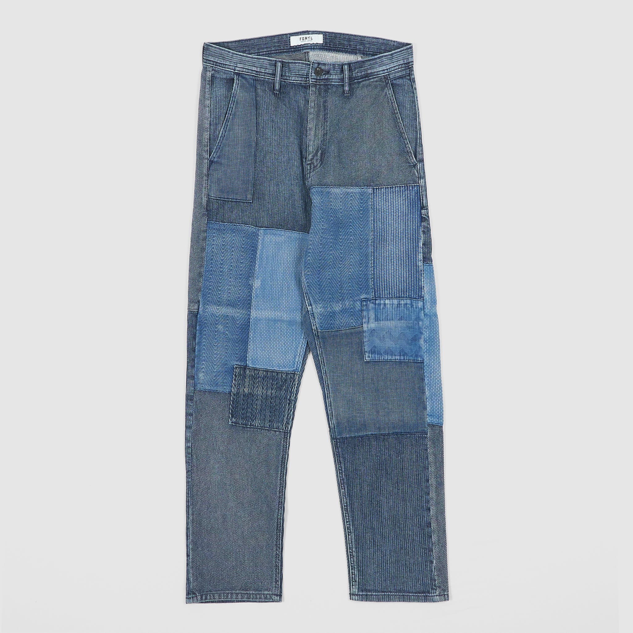 FDMTL Boro Indigo Three Year Wash Patchwork Chino Pants - DeeCee style