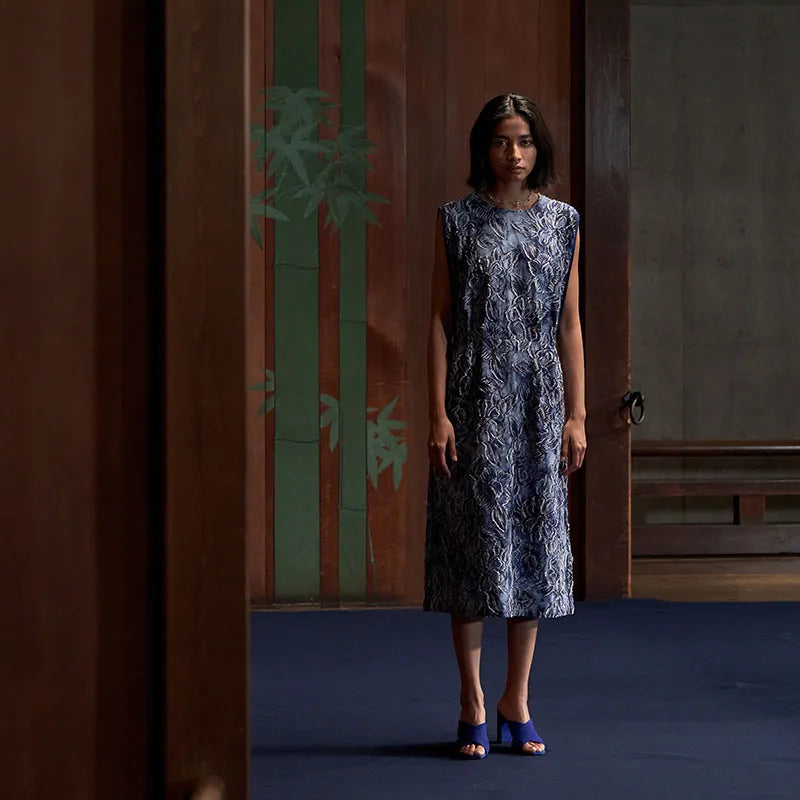 Blue Blue Japan Ladies Kagozome Jacquard Dress - DeeCee style Blue Blue Japan Ladies Kagozome Jacquard Dress - DeeCee style