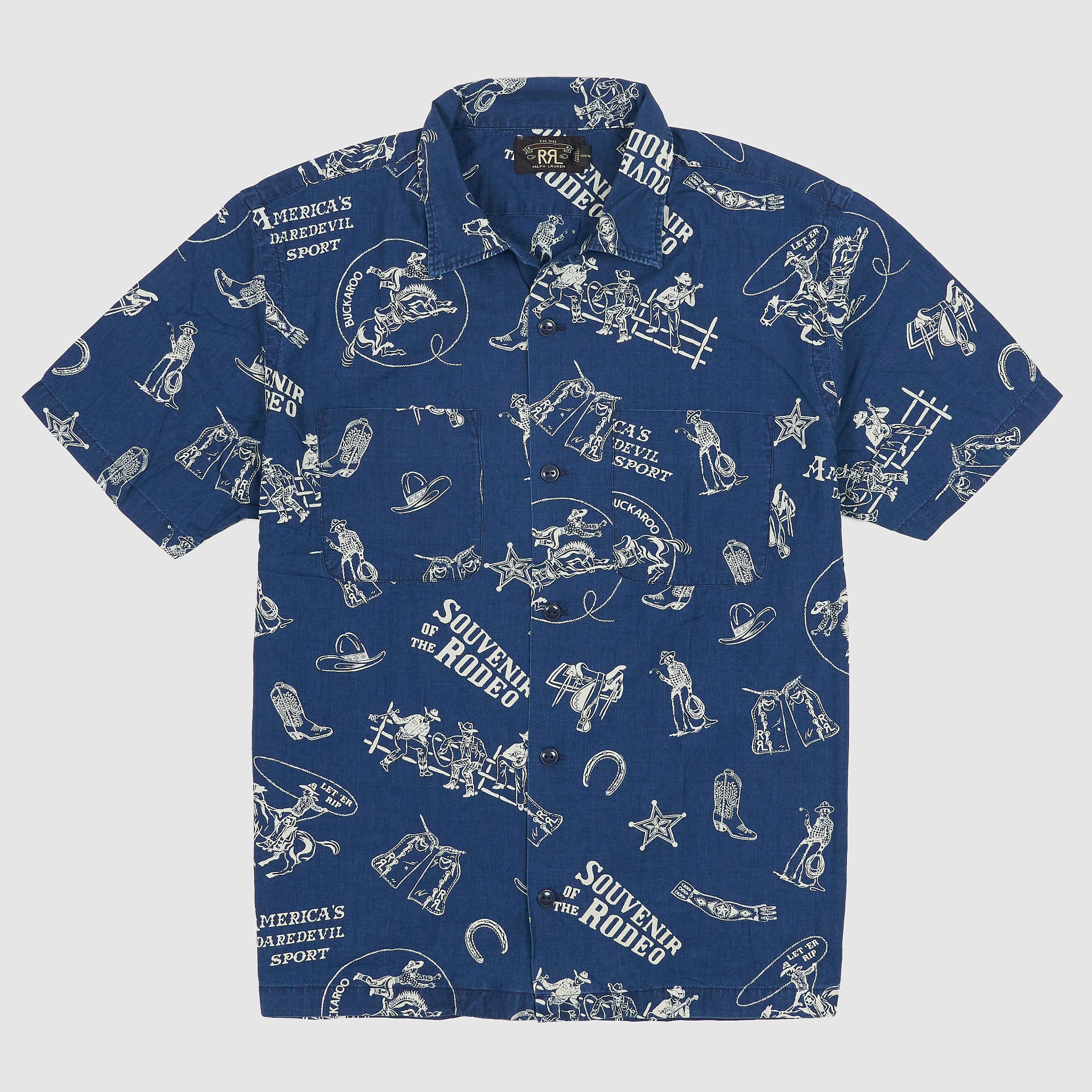 Double RL Summer Camp Rodeo Print Indigo Shirt - DeeCee style