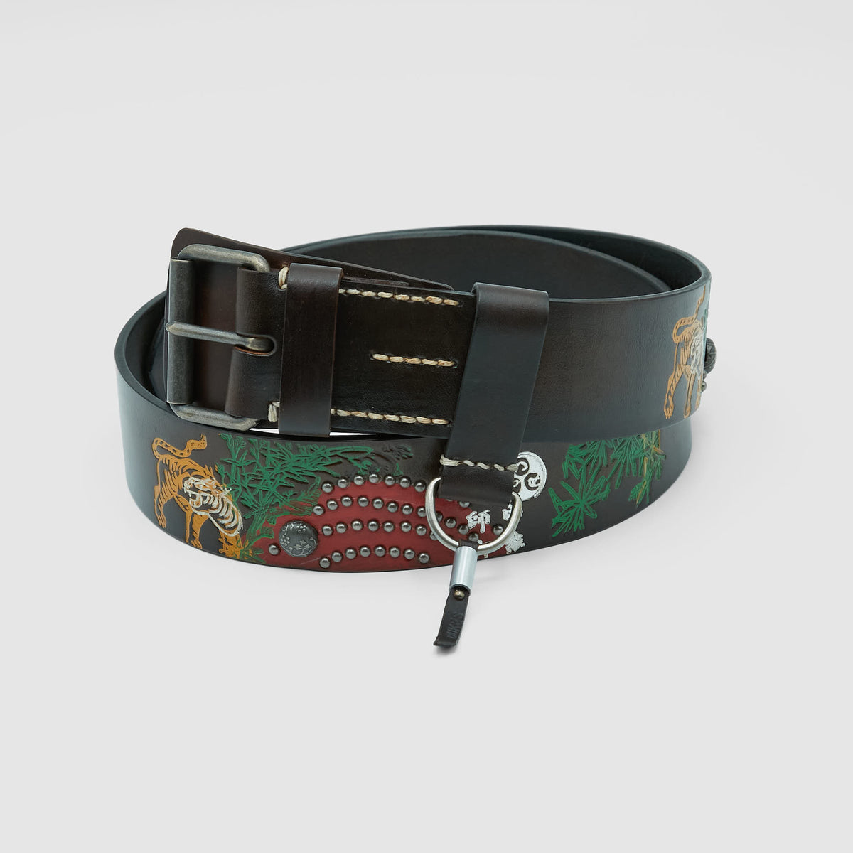 Dukes Hand Made Belts Tiger Red Sun