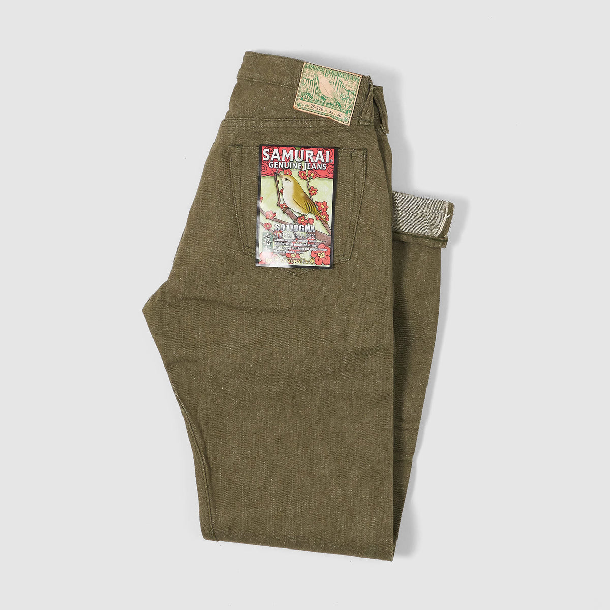 Samurai Jeans Slim Tapered 5 Pocket Green Selvage Denim