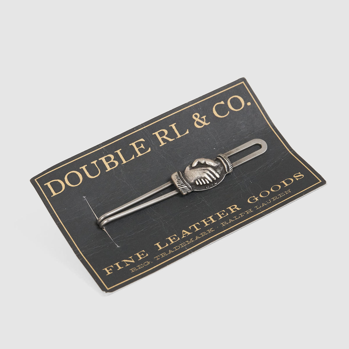 Double RL Silver Plate Handshake Tie Clip