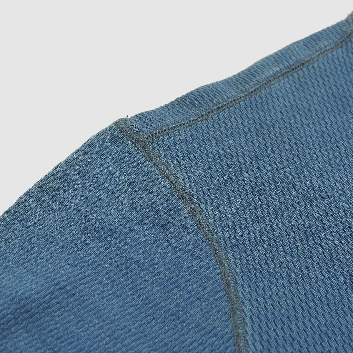 Double RL Long Sleeve Jacquard-Knit Indigo Dyed Henley Shirt