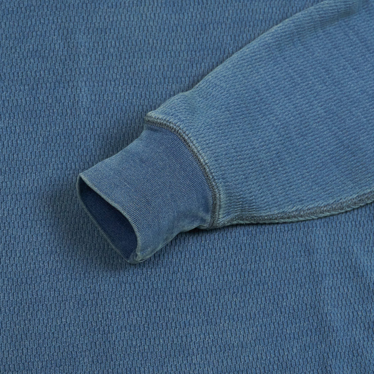 Double RL Long Sleeve Jacquard-Knit Indigo Dyed Henley Shirt