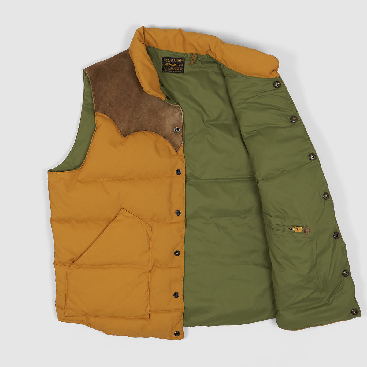 Double RL Quilted Vest with Leather Yoke