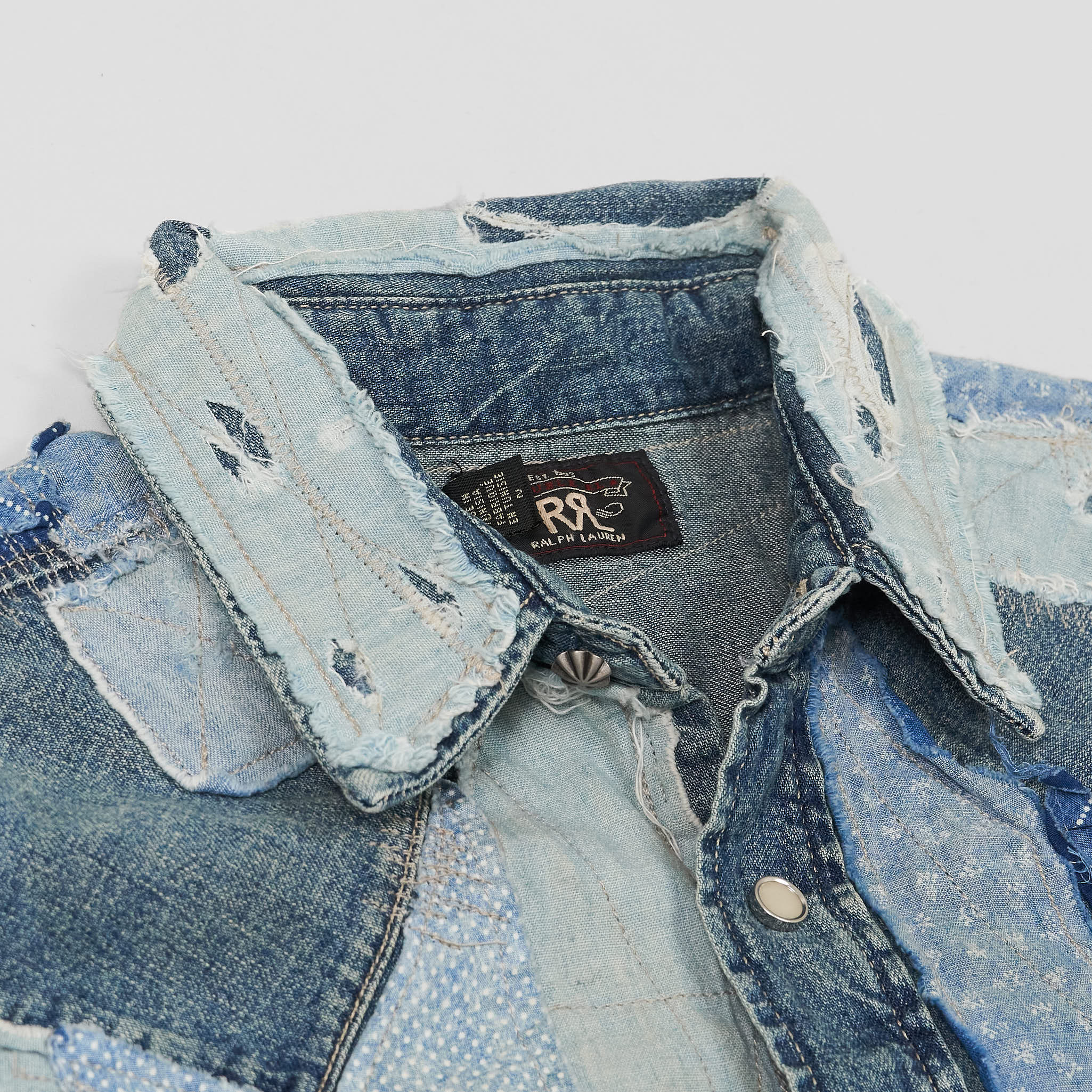 Double RL Ladies Patchwork Repaired Denim Over-Shirt - DeeCee style