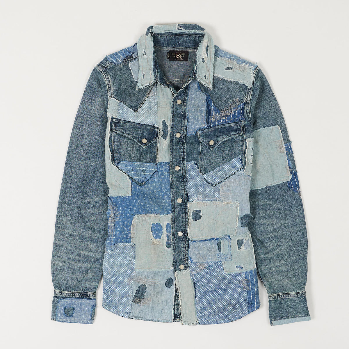 Double RL Ladies Patchwork Repaired Denim Over-Shirt