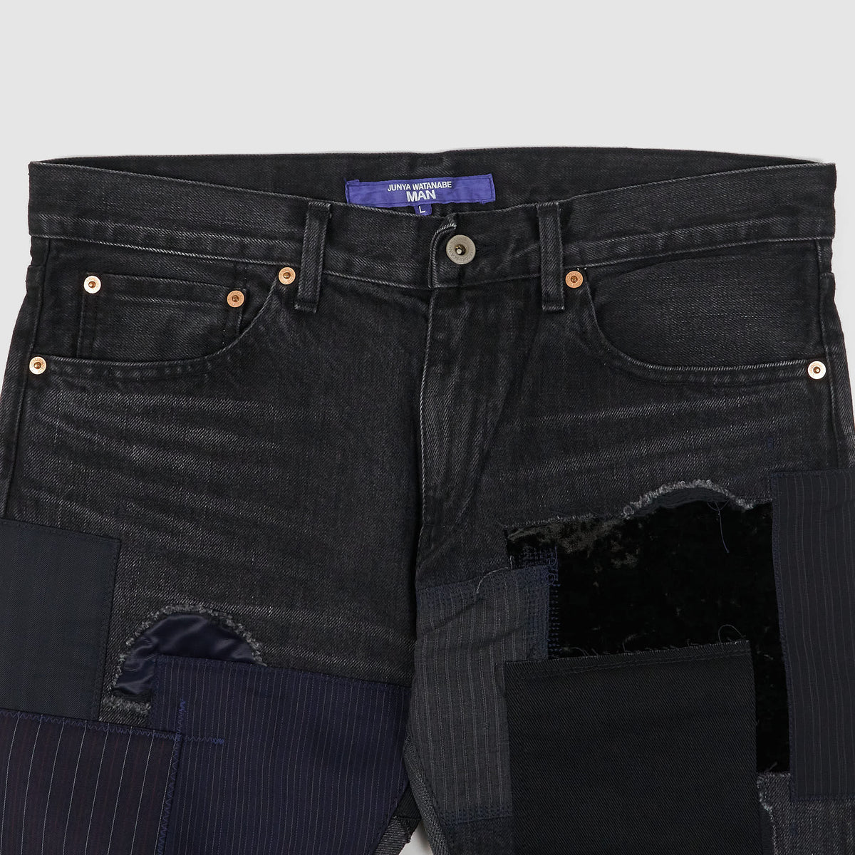Junya Watanabe Man Black Patchwork Jeans