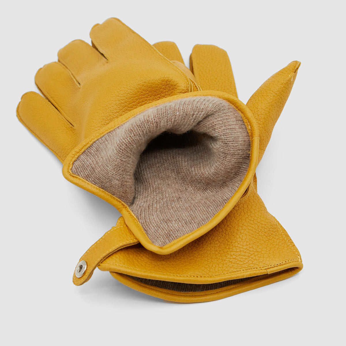 Orciani Deerskin Leather Cashmere Wool Blend Lined Gloves