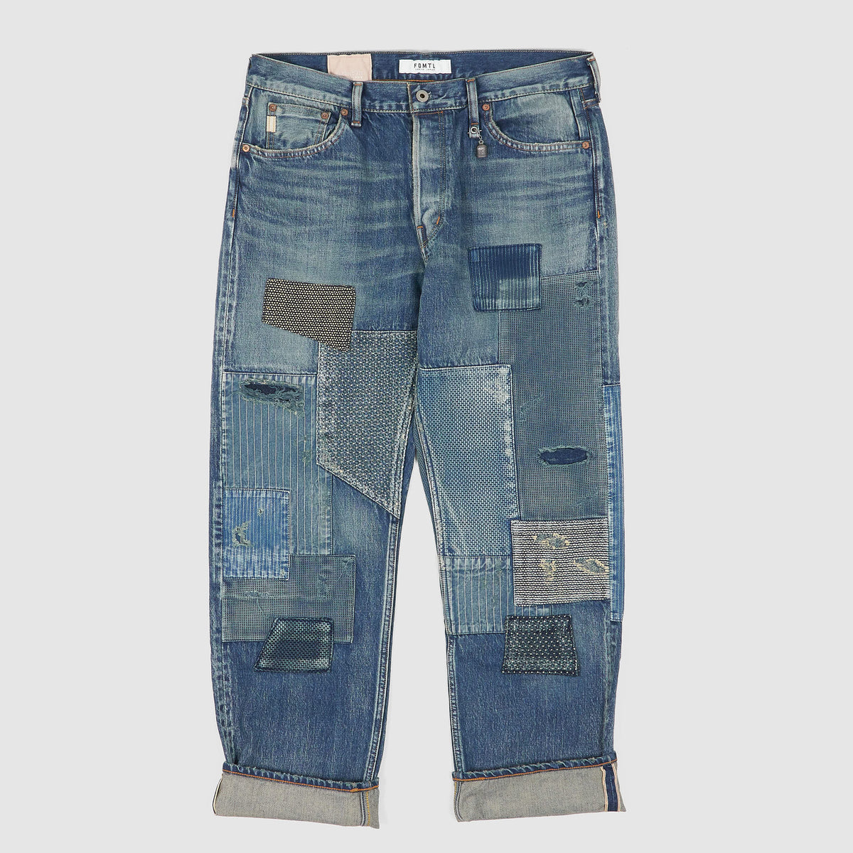 FDMTL Classic Straight Cut Patchwork Denim Jeans