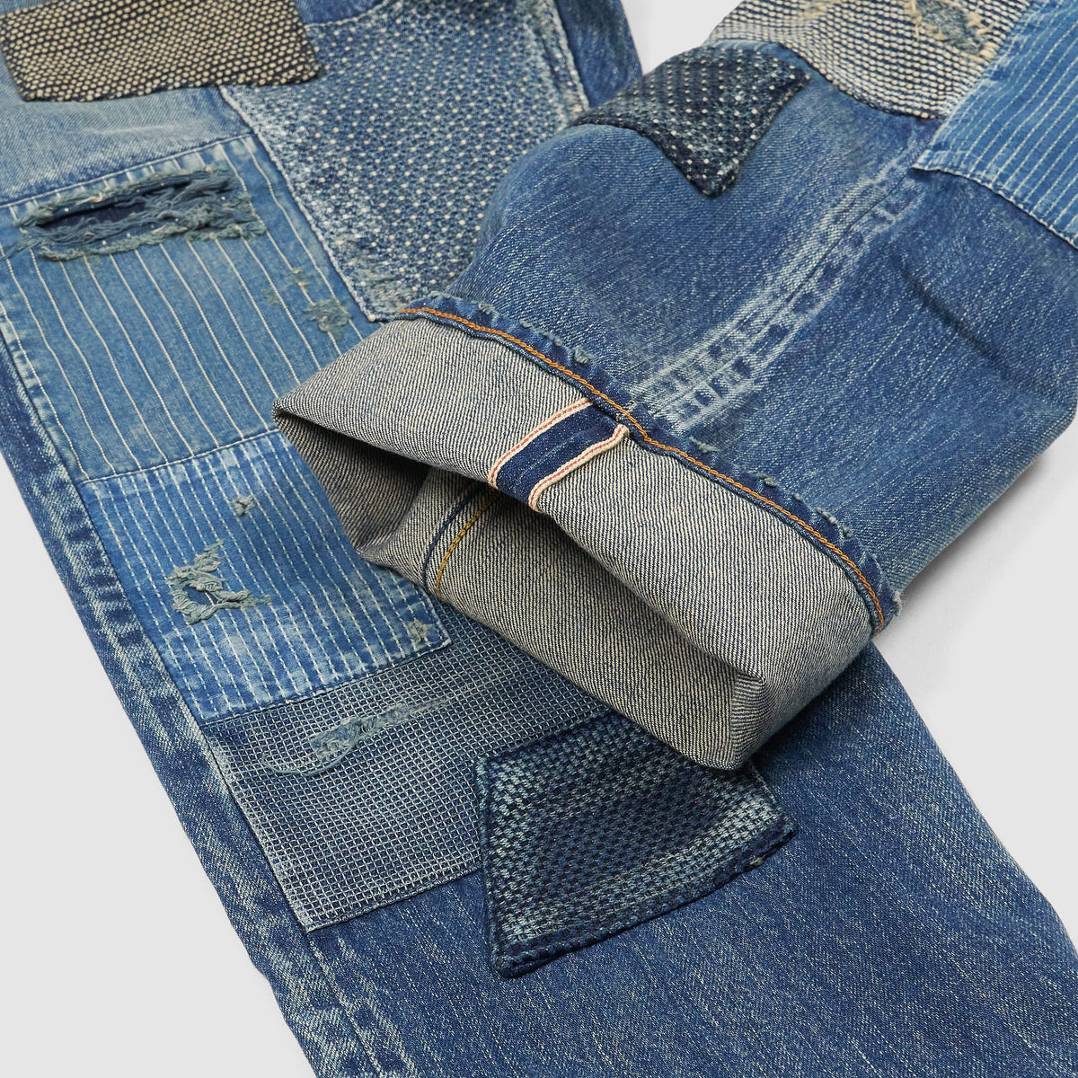 FDMTL Classic Straight Cut Patchwork Denim Jeans