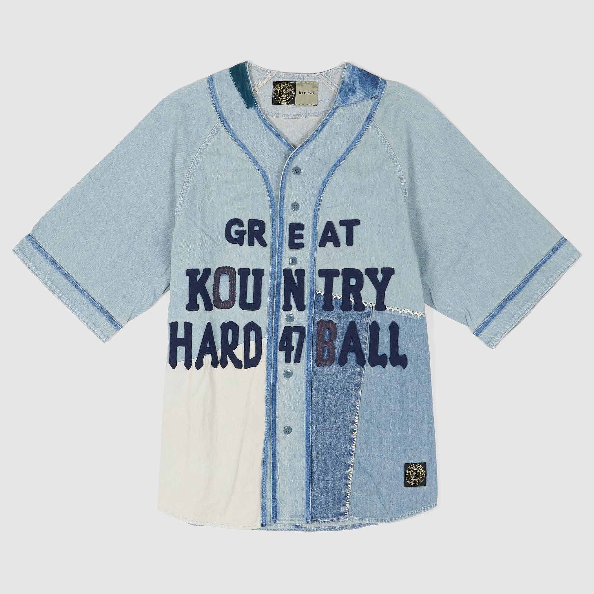 8oz Denim GREAT KOUNTRY Baseball Shirt - Sax/Navy