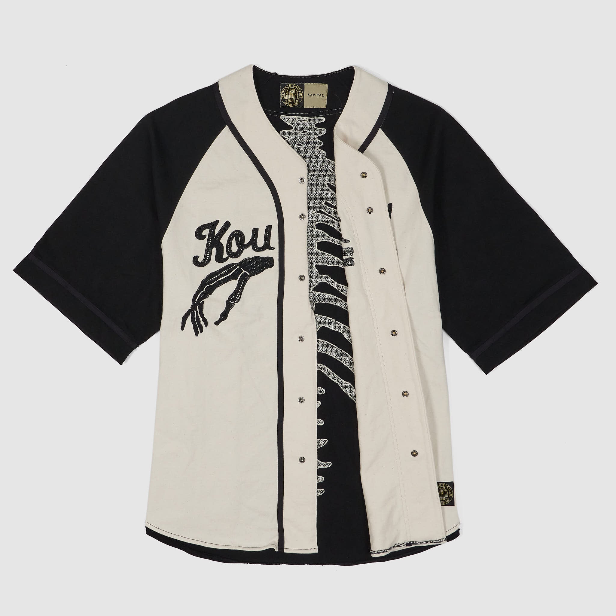 Kapital Kountry Dense Jersey Bone Baseball Shirt - DeeCee style
