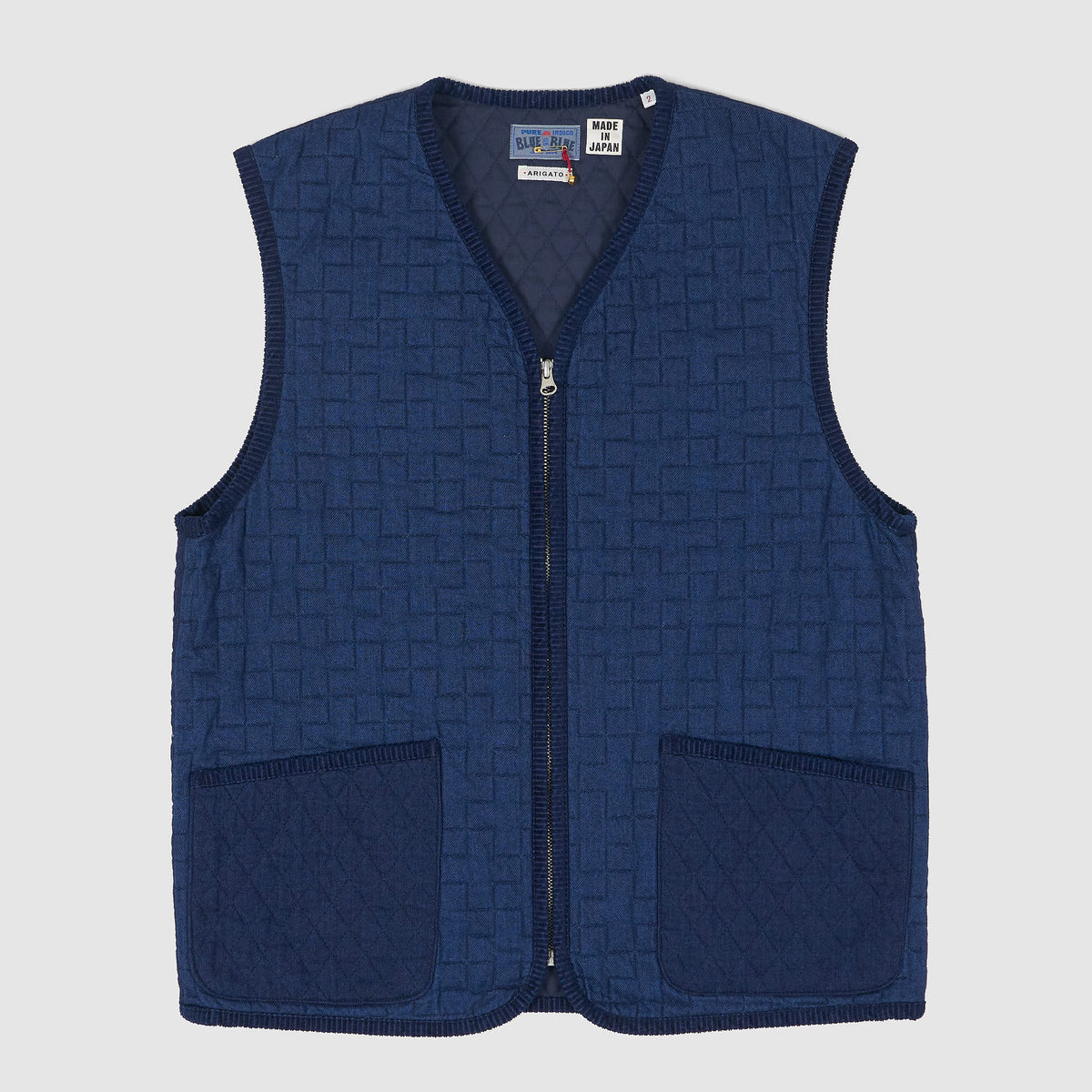 Blue Blue Japan Two Tone Quilt Zip Vest