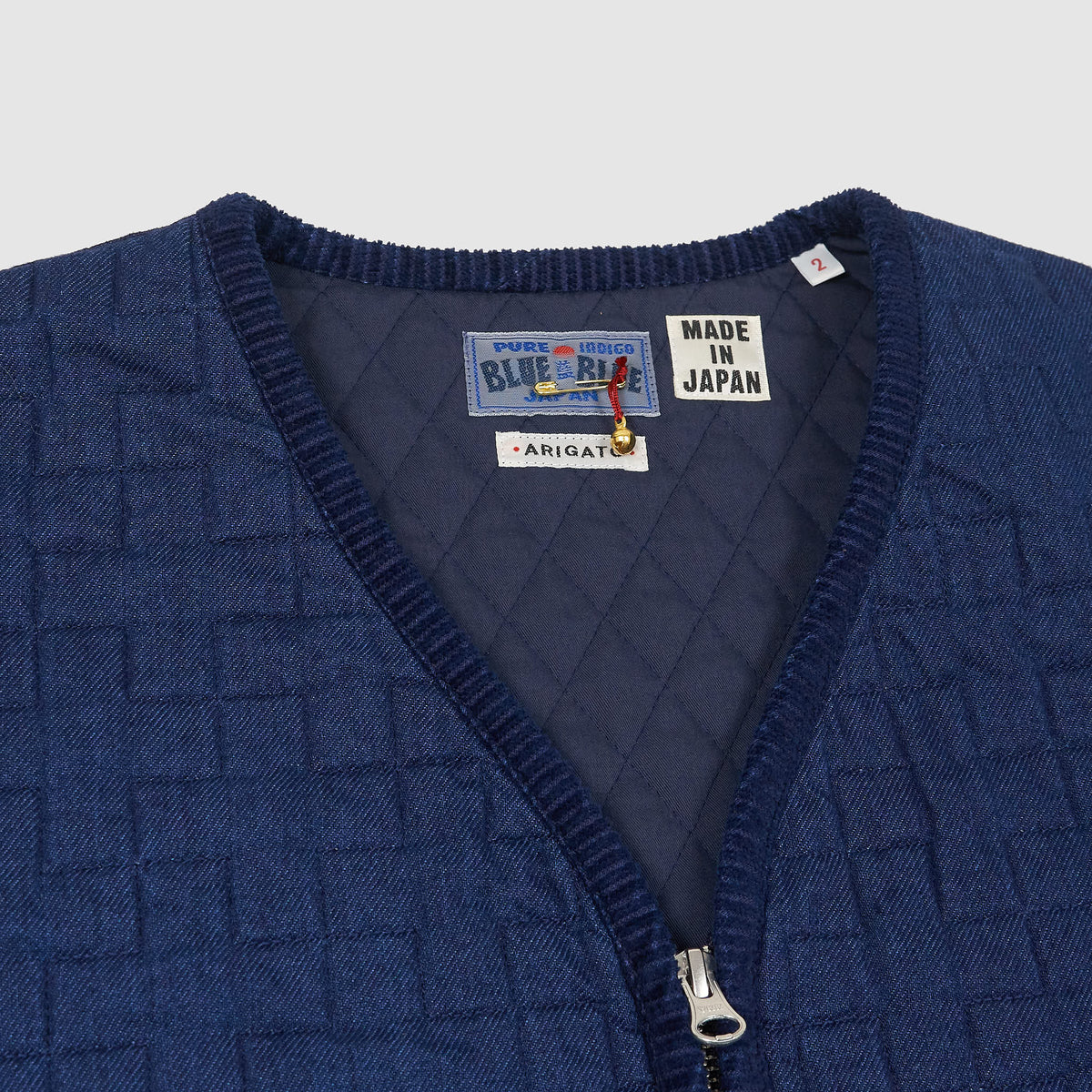 Blue Blue Japan Two Tone Quilt Zip Vest