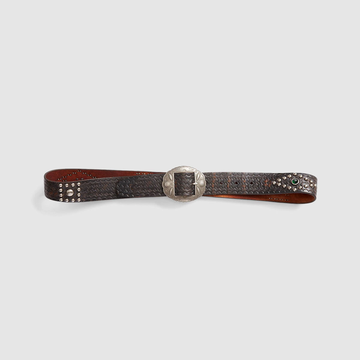Double RL Studded Leather Belt