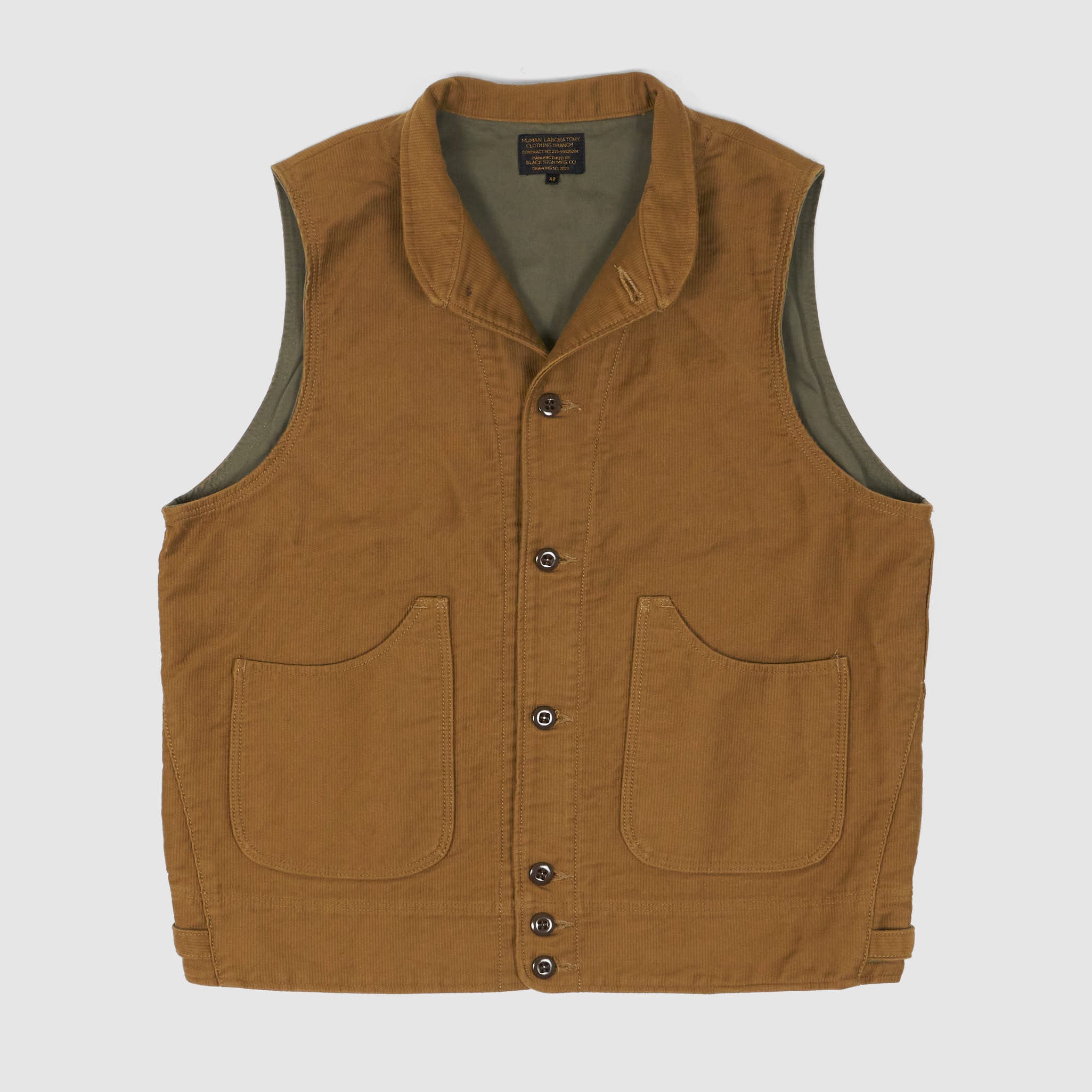 Black Sign 1930s Military Cord Vest - DeeCee style