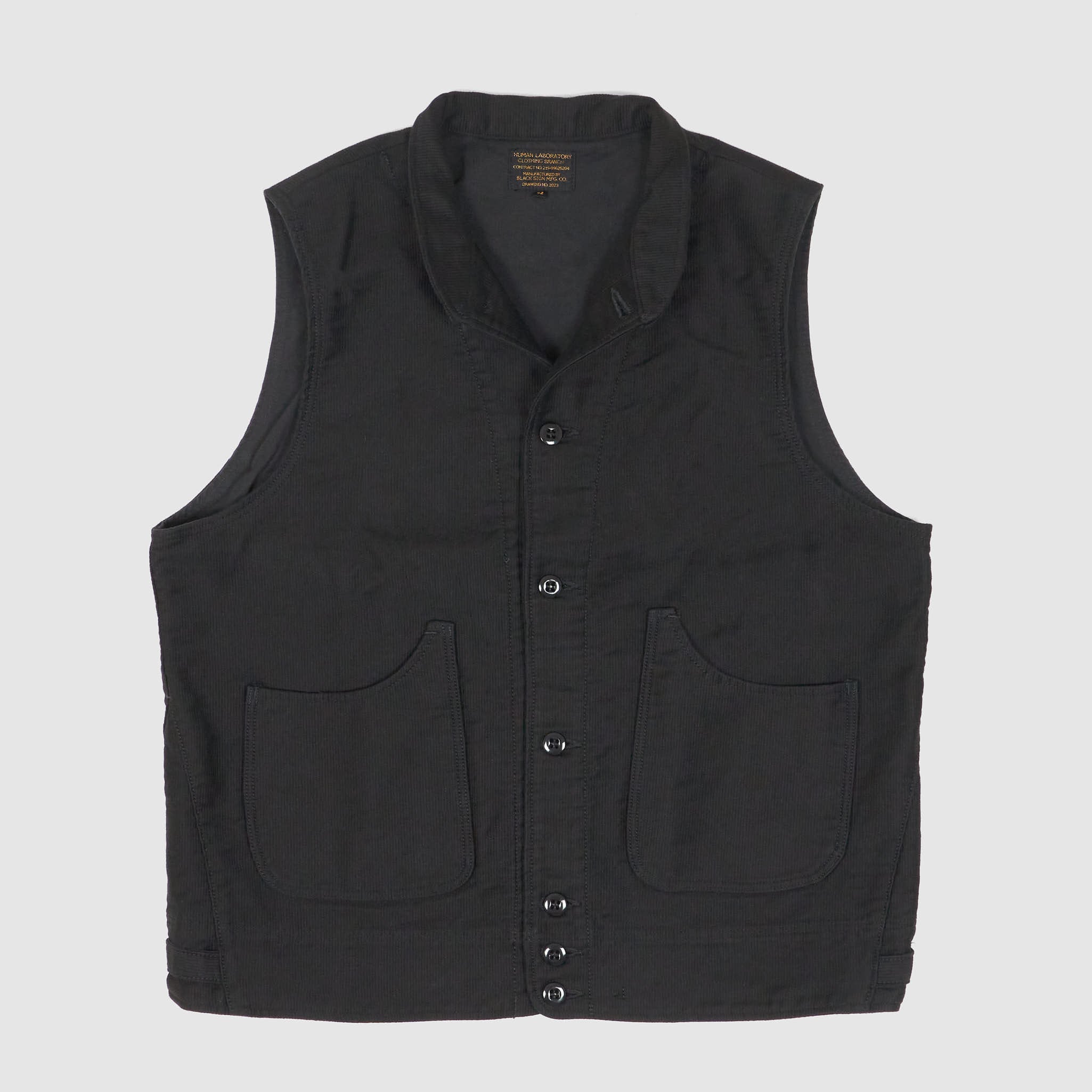 Black Sign 1930s Military Cord Vest - DeeCee style
