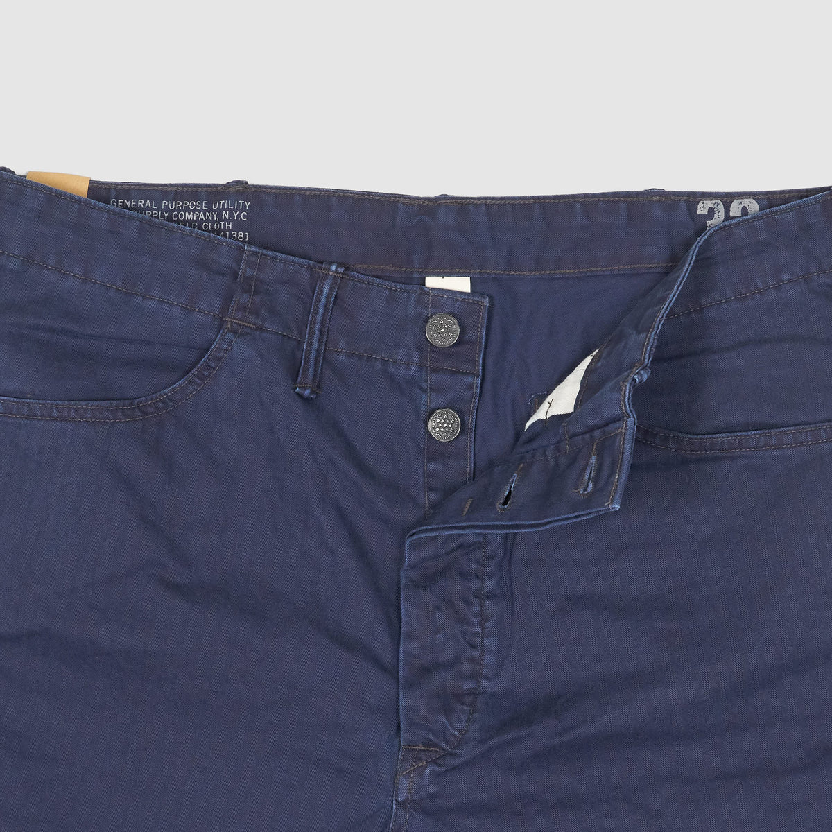 Double RL N3 Herrinbone Indigo Dyed Flat Front Short