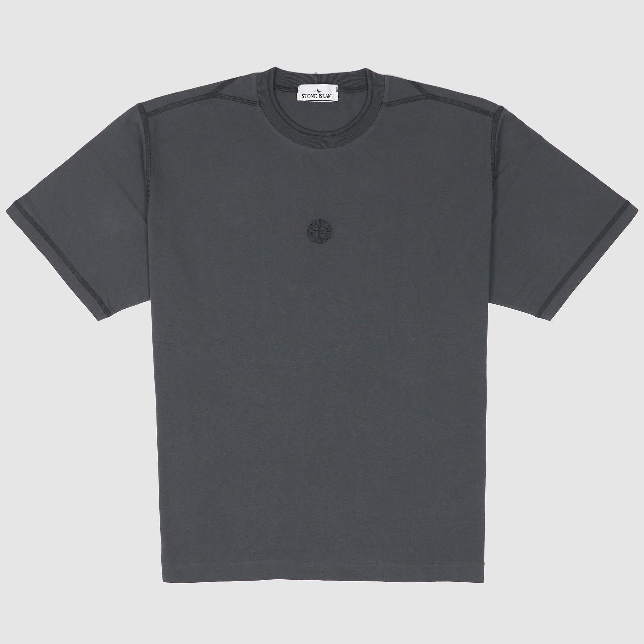 Stone Island Crew Neck Organic Cotton Embroidered Logo T-Shirt