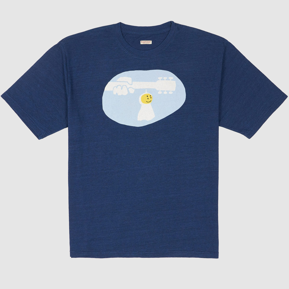 Kapital Short Sleeve Crew Neck Teru Teru Woodstock Smiley T-Shirt
