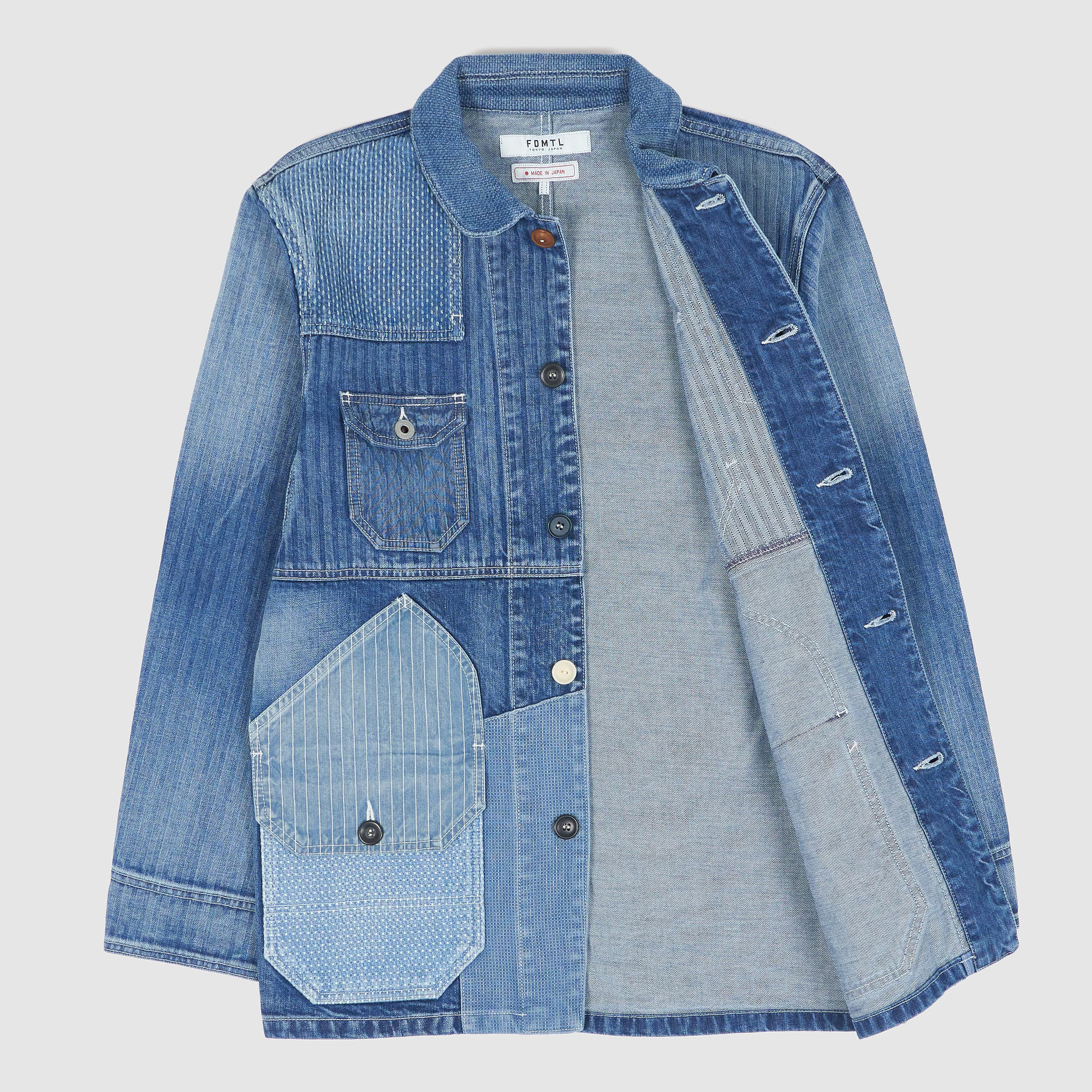 FDMTL Sashiko Indigo Patchwork Coverall Jacket - DeeCee style