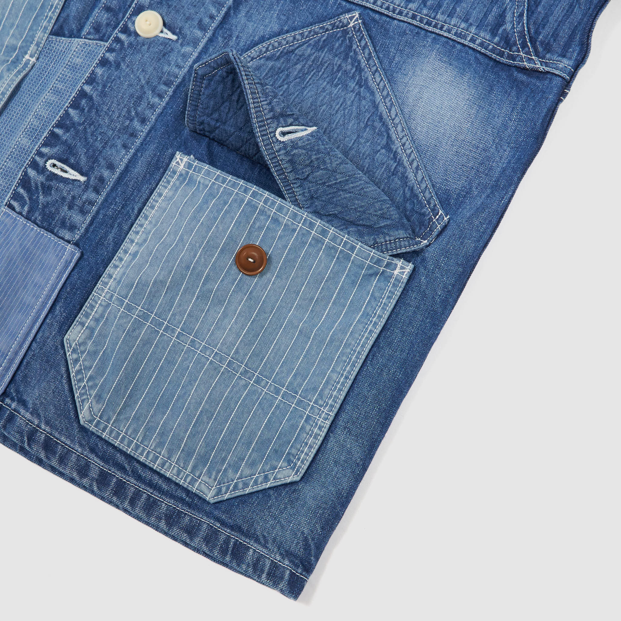 FDMTL Sashiko Indigo Patchwork Coverall Jacket - DeeCee style