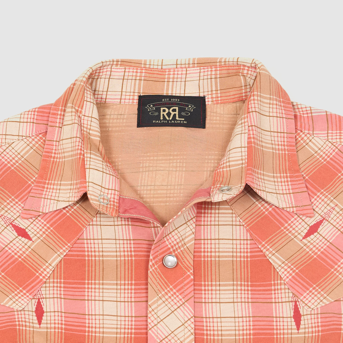 Double RL Long Sleeve Plaid Jersey Western Shirt