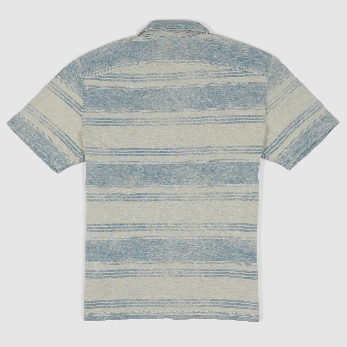 Double RL Short Sleeve Indigo Striped Jersey Camp Shirt