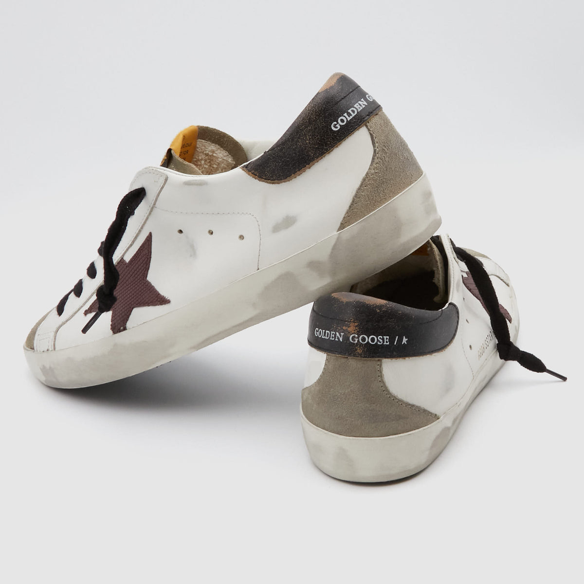 Golden Goose White Burgundy Suede and Napa Leather Superstar Sneakers